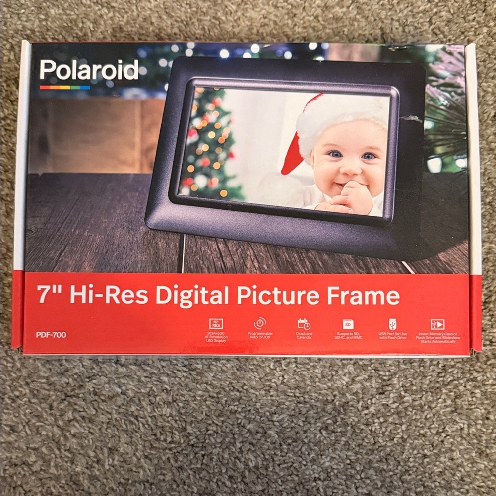 Polaroid 7" Hi-Res Digital Picture Frame Black PDF-700 LED Display‎ USB SD Slot